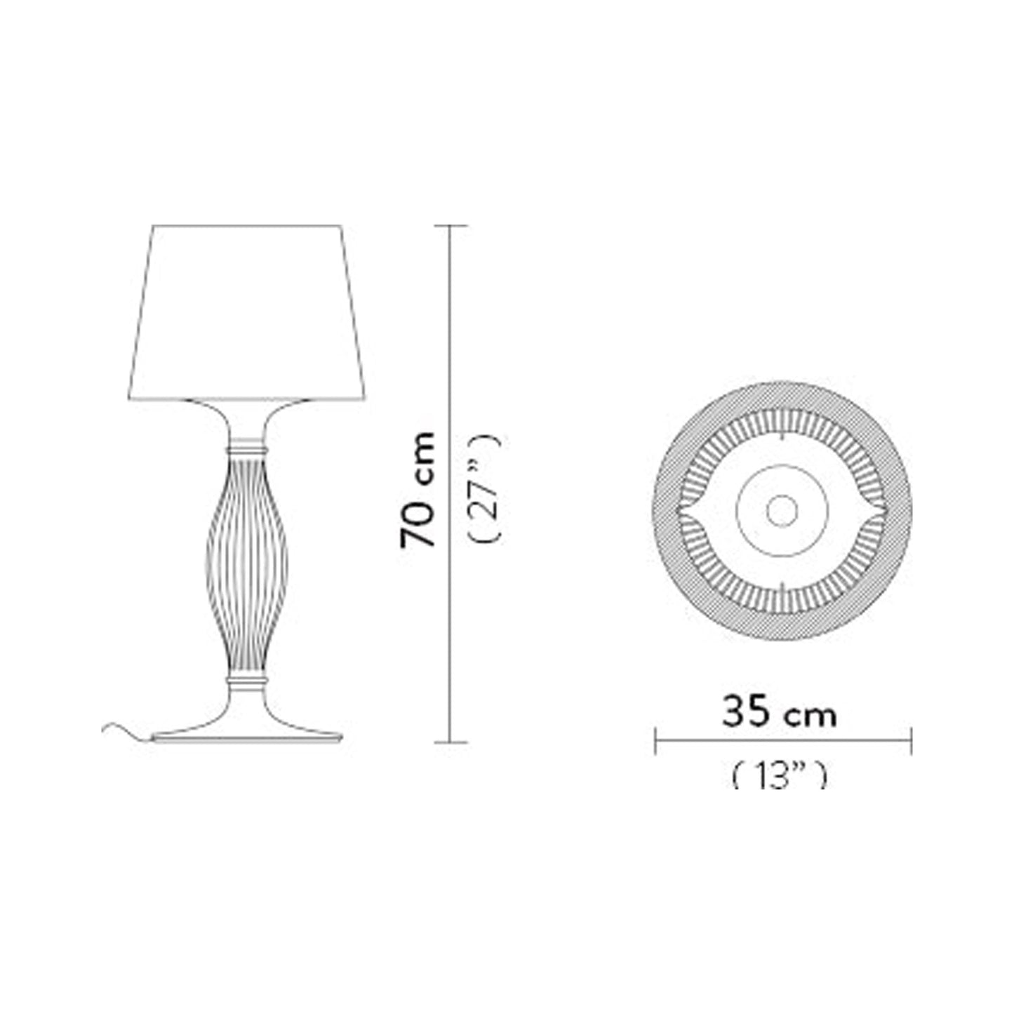 Liza Table Lamp - line drawing.