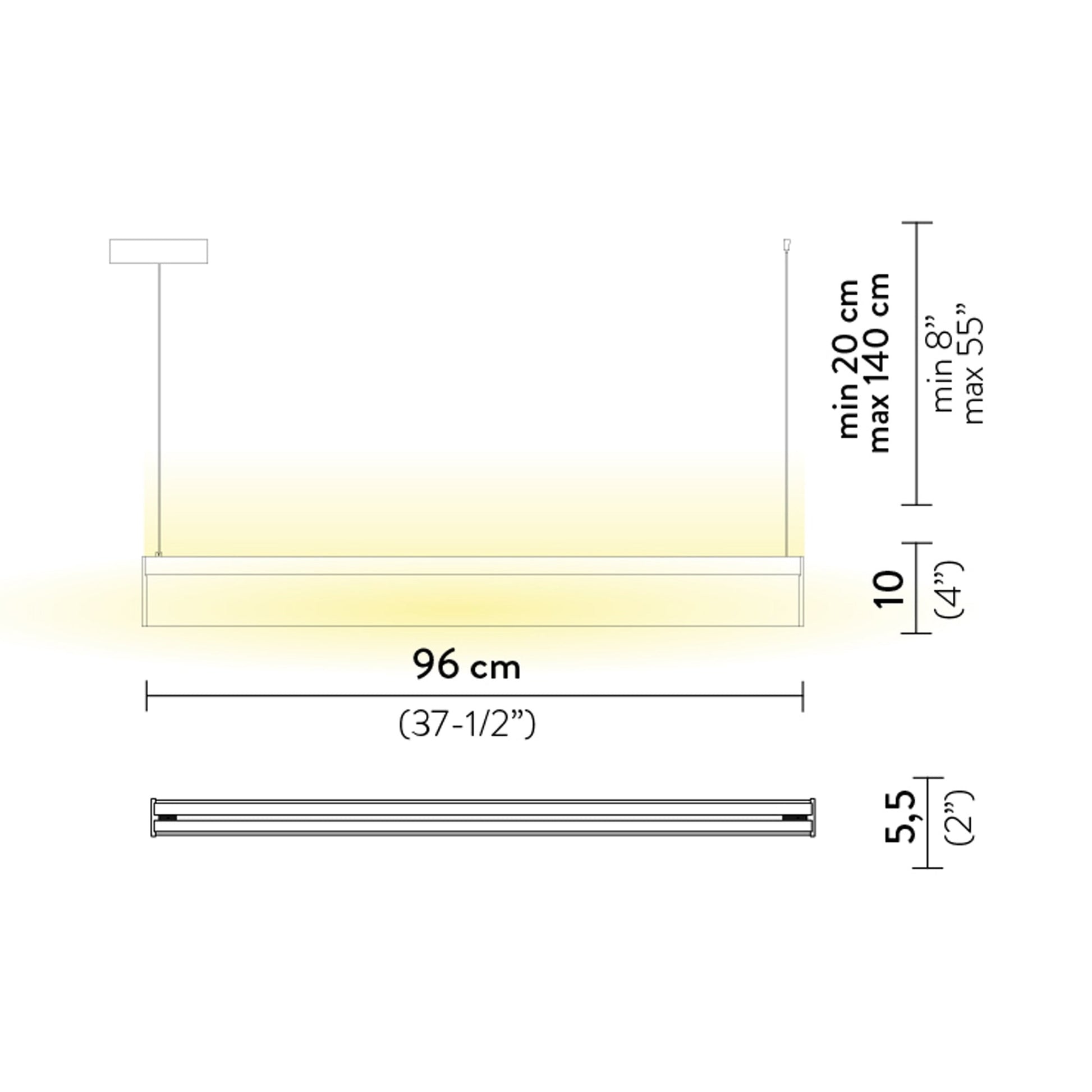 Modula LED Pendant Light - line drawing.