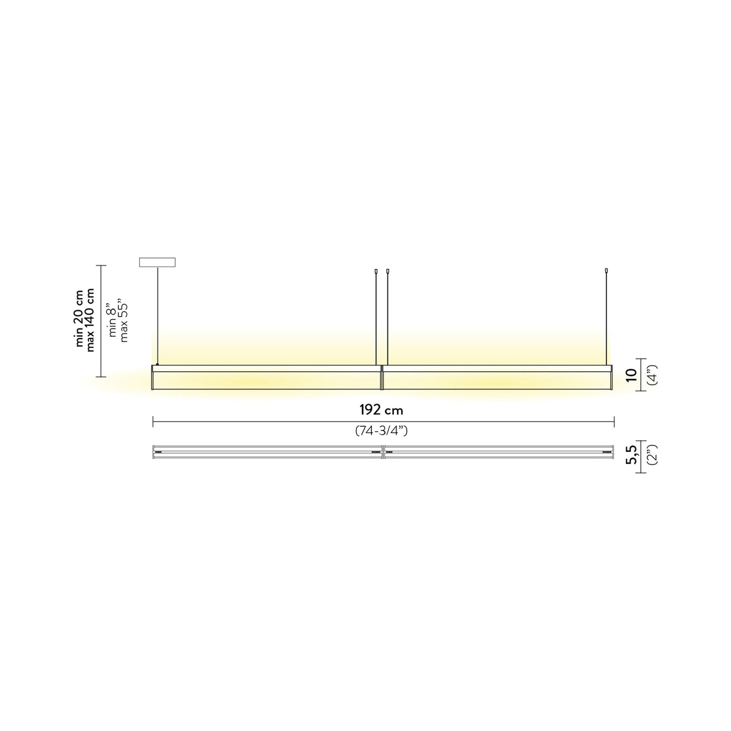 Modula LED Pendant Light - line drawing.