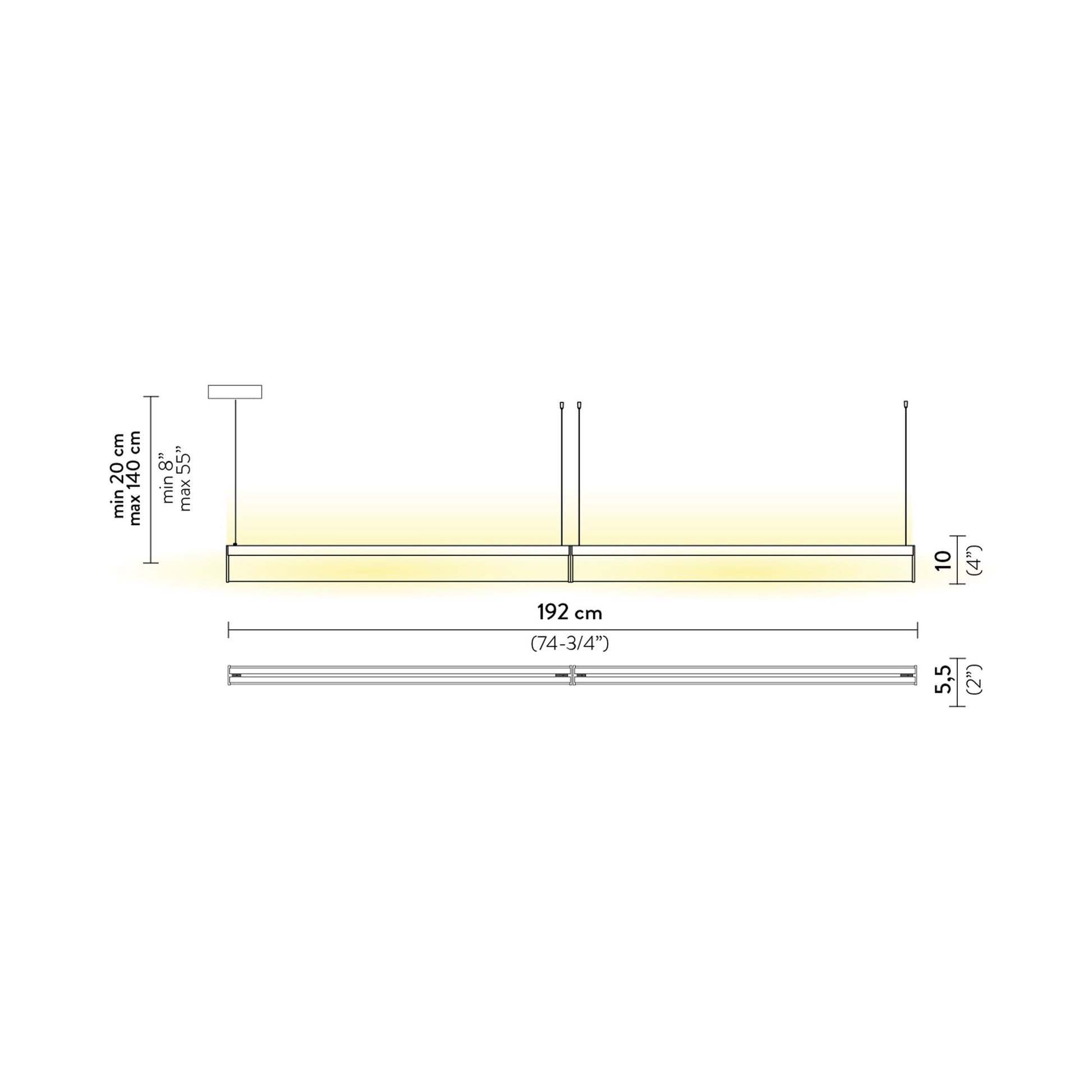 Modula LED Pendant Light - line drawing.