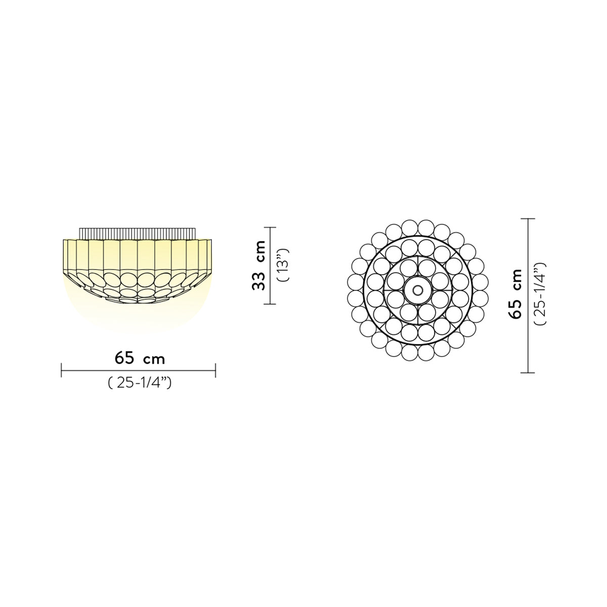 Odeon Ceiling / Wall Light - line drawing.