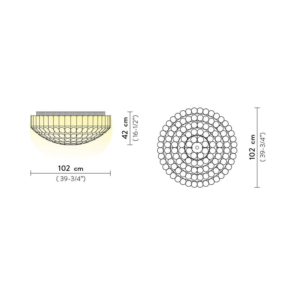 Odeon Ceiling / Wall Light - line drawing.