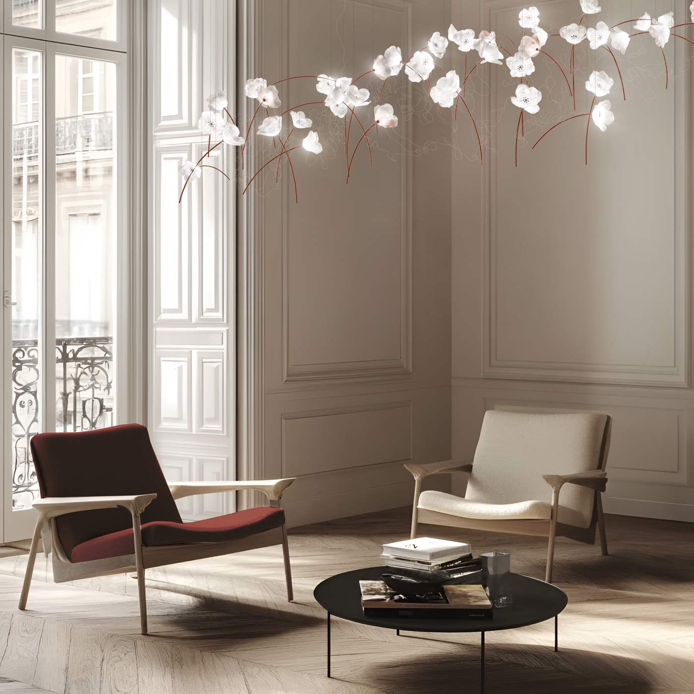 Poppy LED Pendant Light in living room.