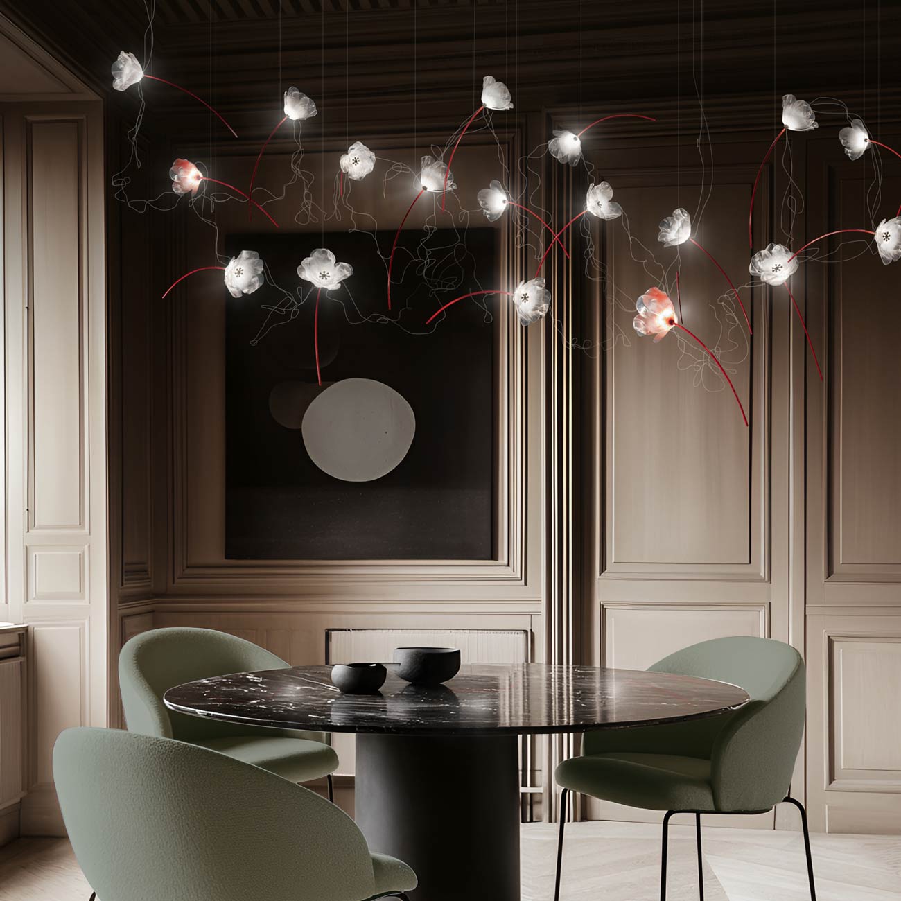 Poppy LED Pendant Light in living room.