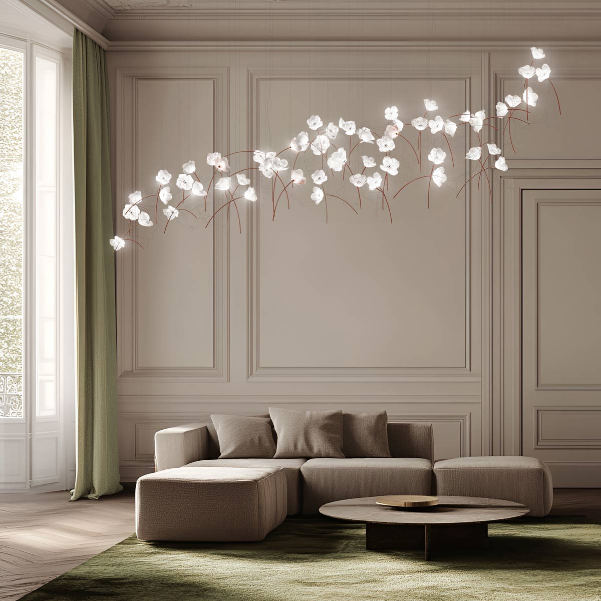 Poppy LED Pendant Light in living room.