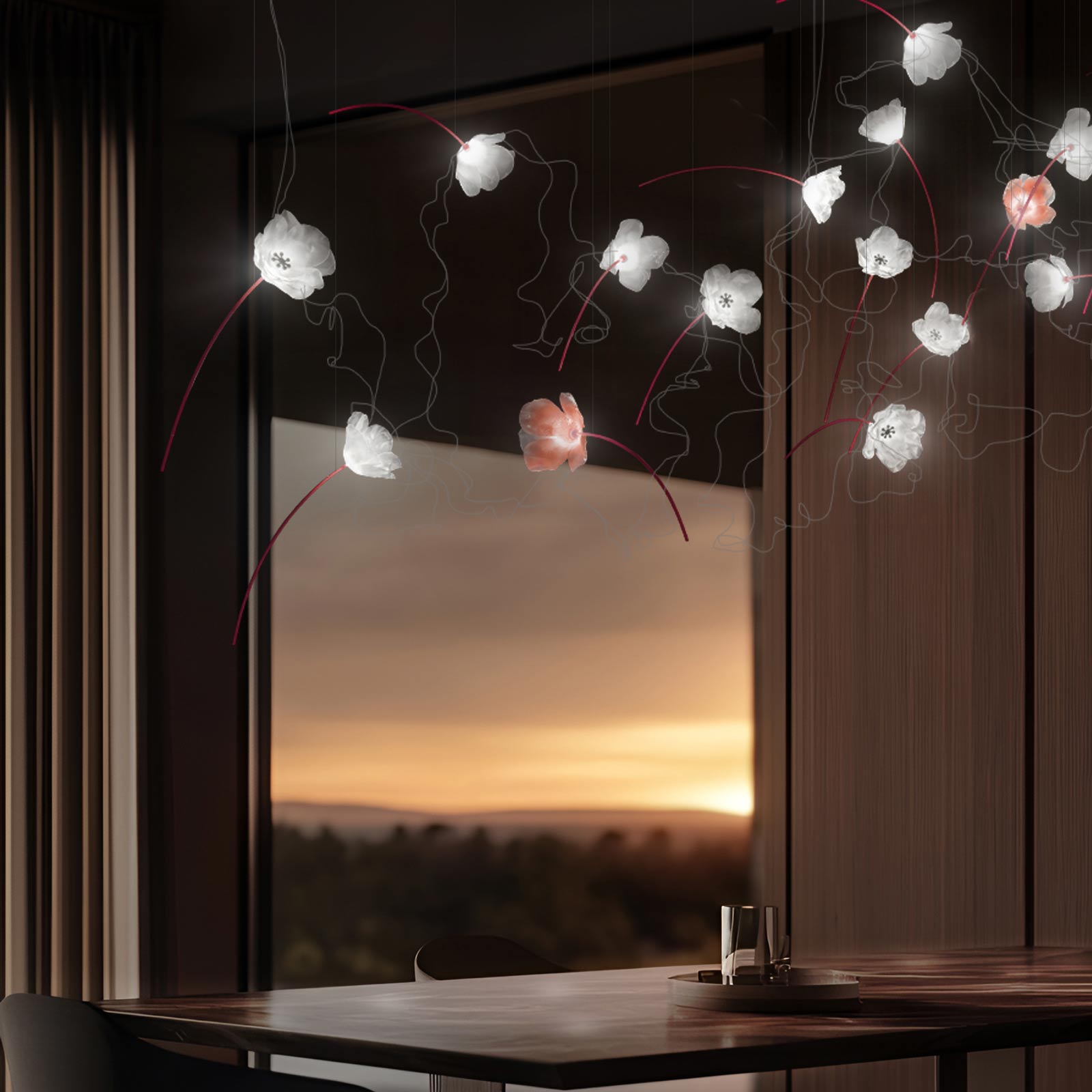 Poppy LED Pendant Light in dining room.