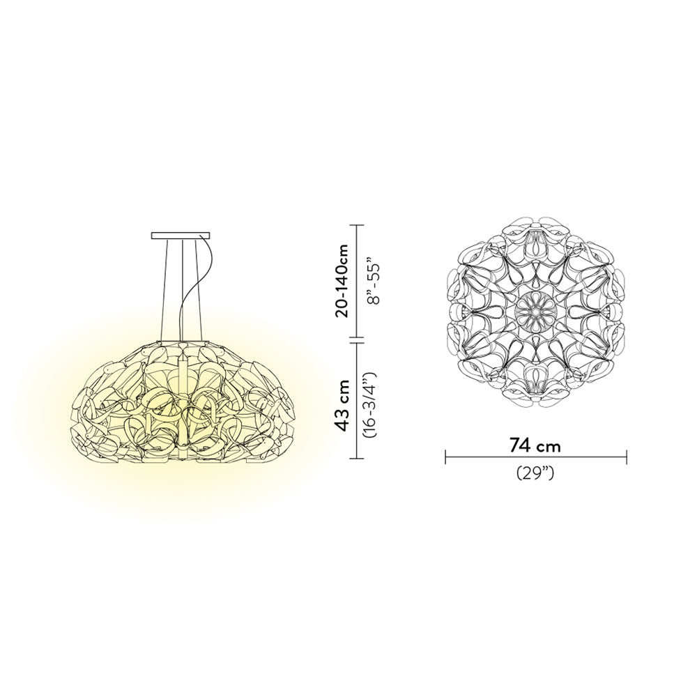 Quantica Pendant Light - line drawing.