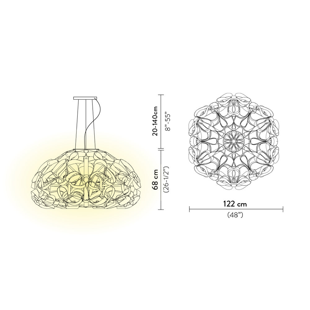 Quantica Pendant Light - line drawing.