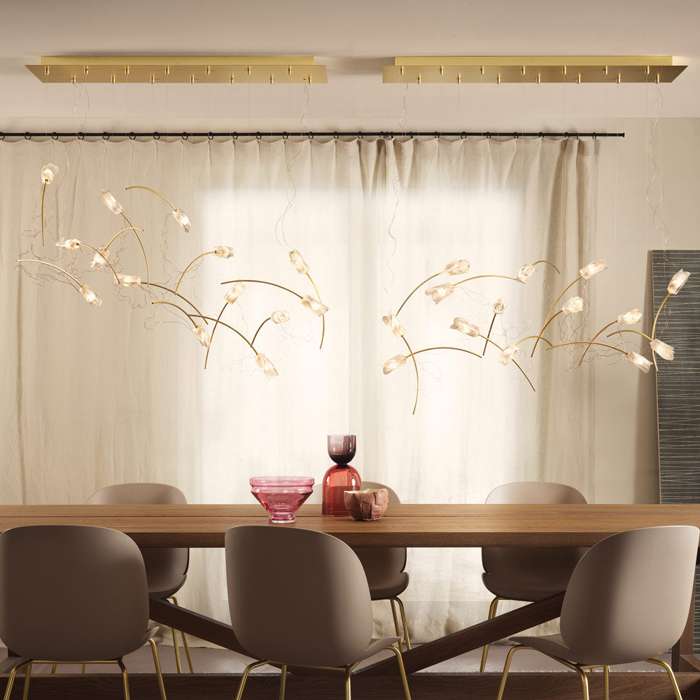 Tulip LED Linear Pendant Light in dining room.