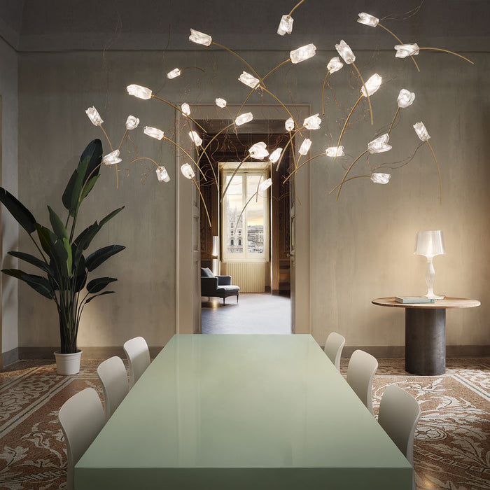 Tulip LED Linear Pendant Light in dining room.