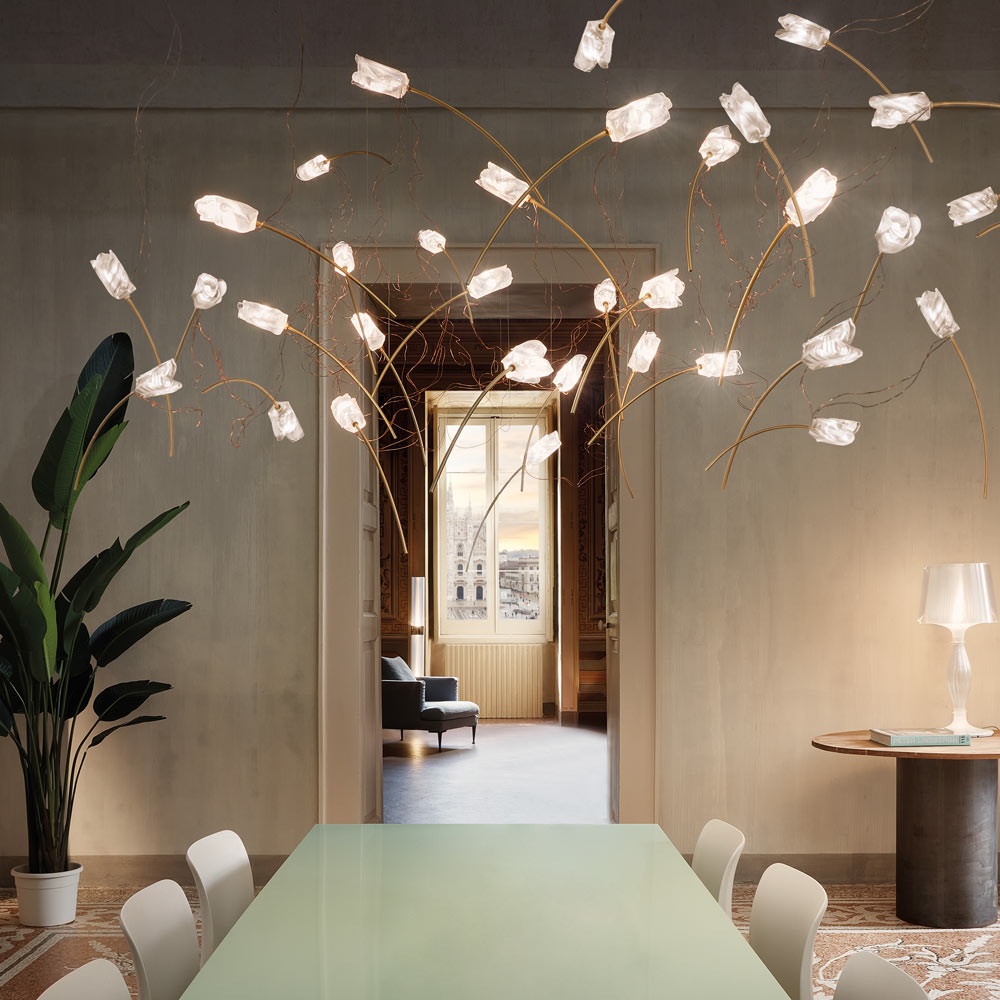 Tulip LED Round Pendant Light in dining room.