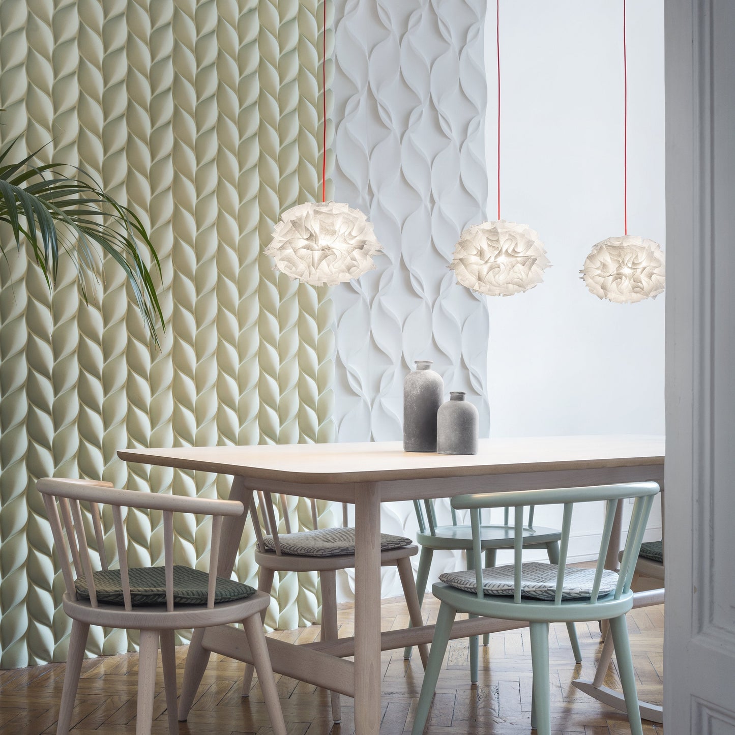 Veli Mini Single Couture Pendant Light in living room.