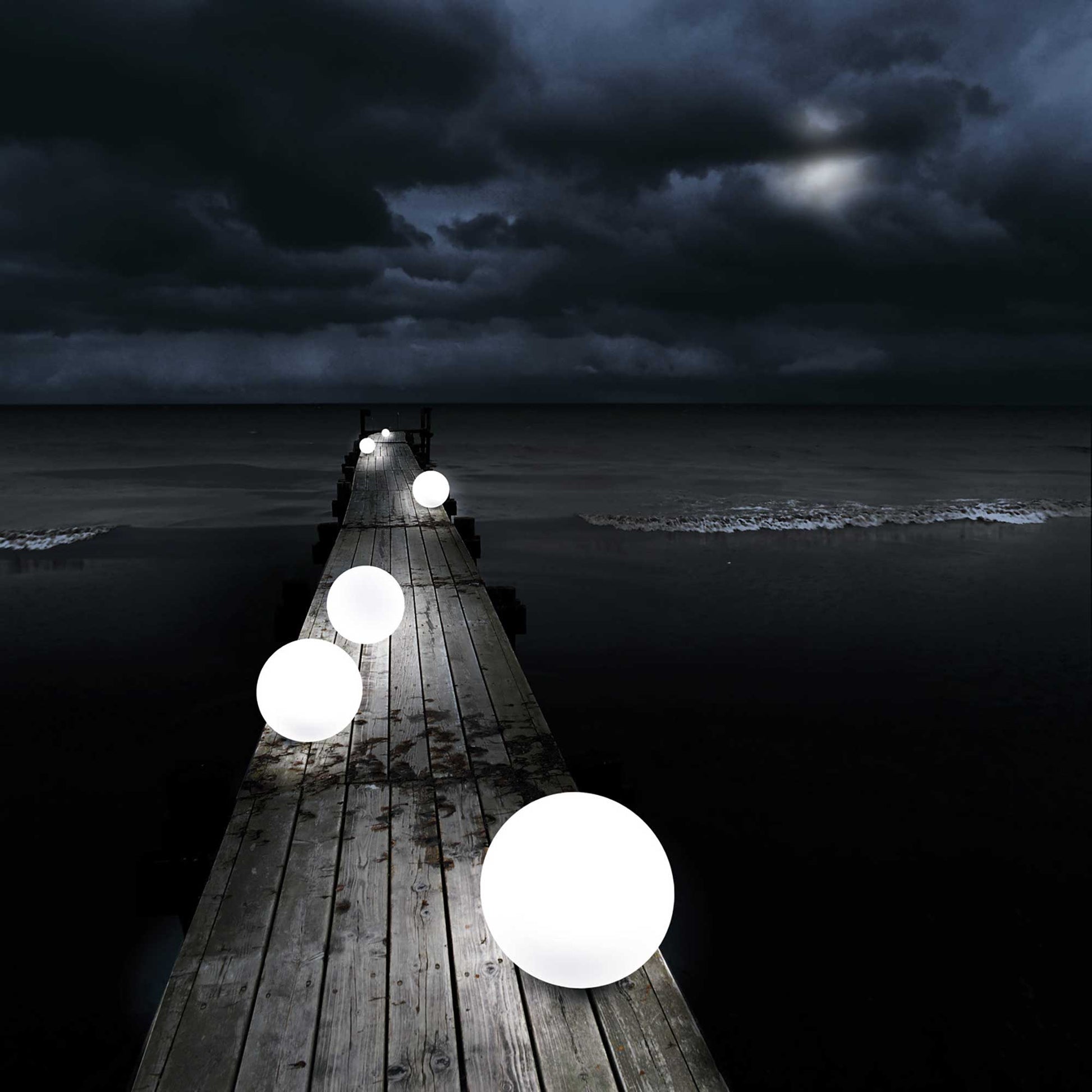 Ball Bluetooth Outdoor LED Lamp in Outside Area.