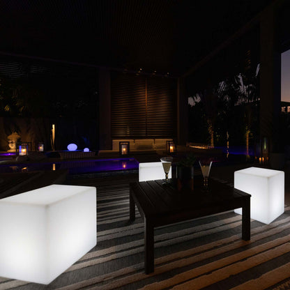 Cube Bluetooth Outdoor LED Lamp in Outside Area.