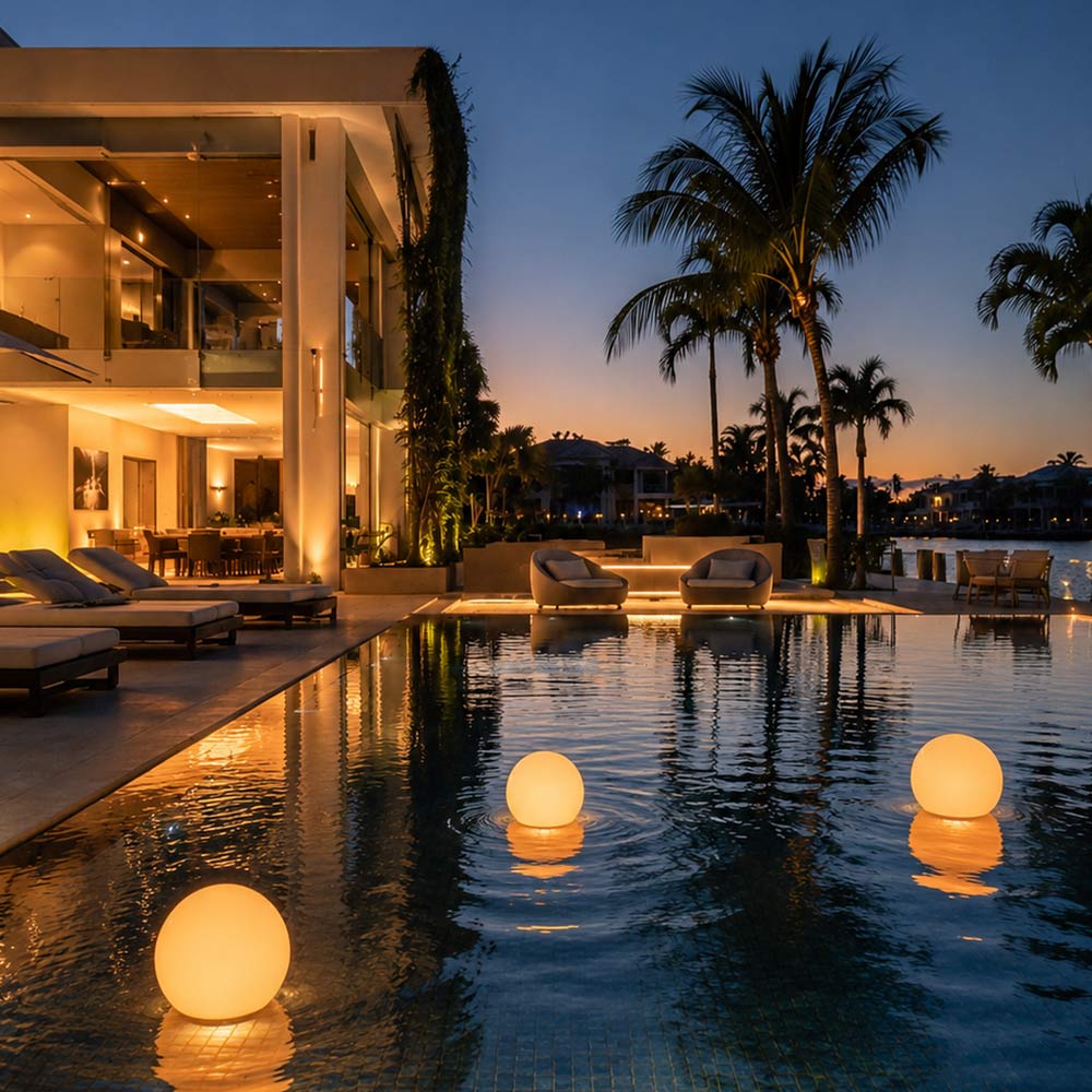 Pearl Bluetooth Outdoor LED Lamp in Outside Area.