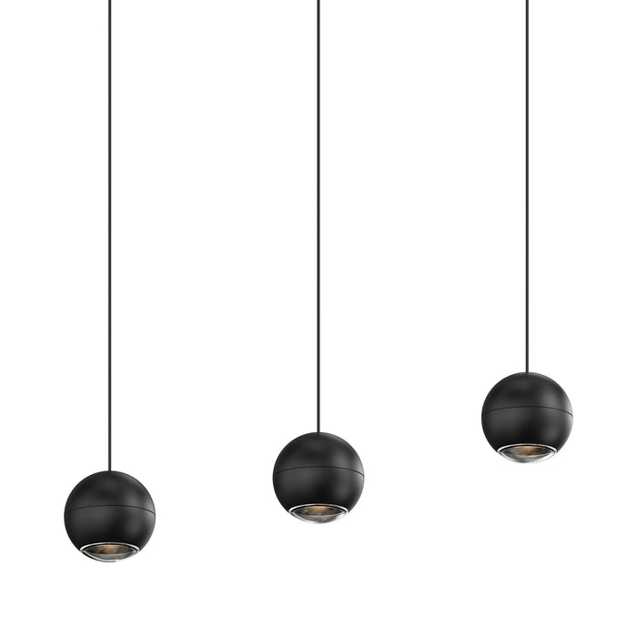 Hemisphere LED Pendant Light in Textured Black (3-Light).