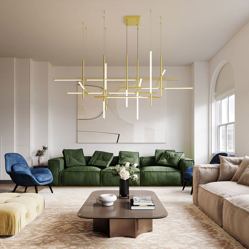 Labyrinth Intersections LED Pendant Light in living room.