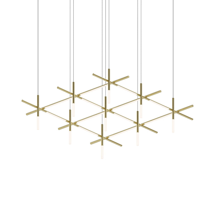 Labyrinth Square LED Pendant Light in Brass.