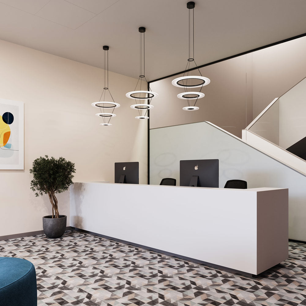 Arctic Rings™ Triple Ring LED Pendant Light in office.