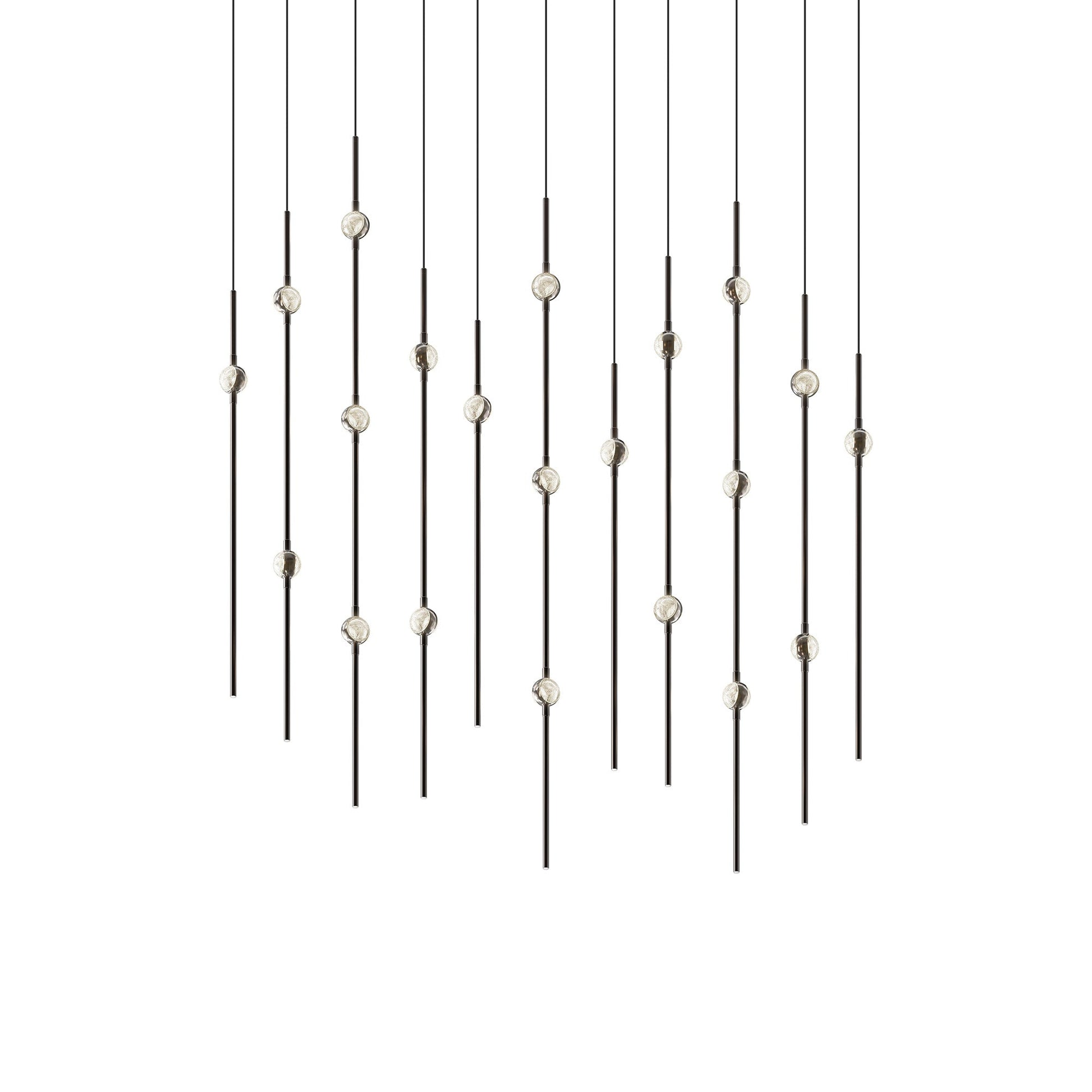 Aries Rectangle LED Pendant Light in Espresso Black/Clear.