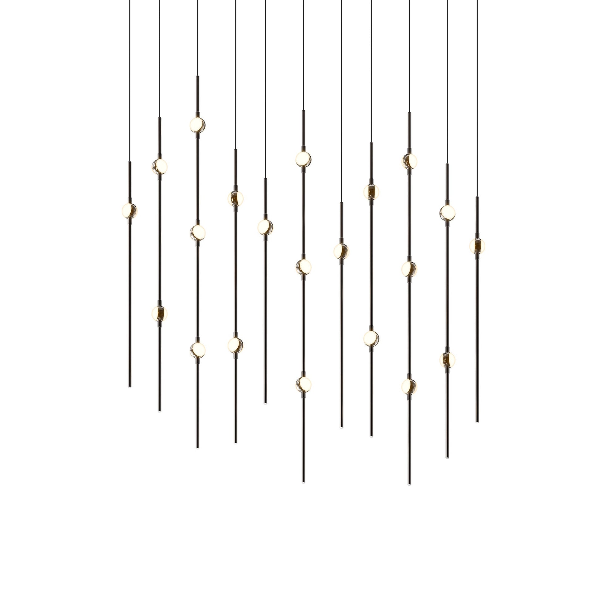 Aries Rectangle LED Pendant Light in Espresso Black/White.