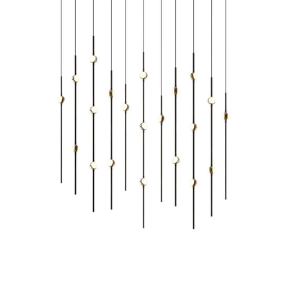 Aries Rectangle LED Pendant Light in Espresso Black/White.