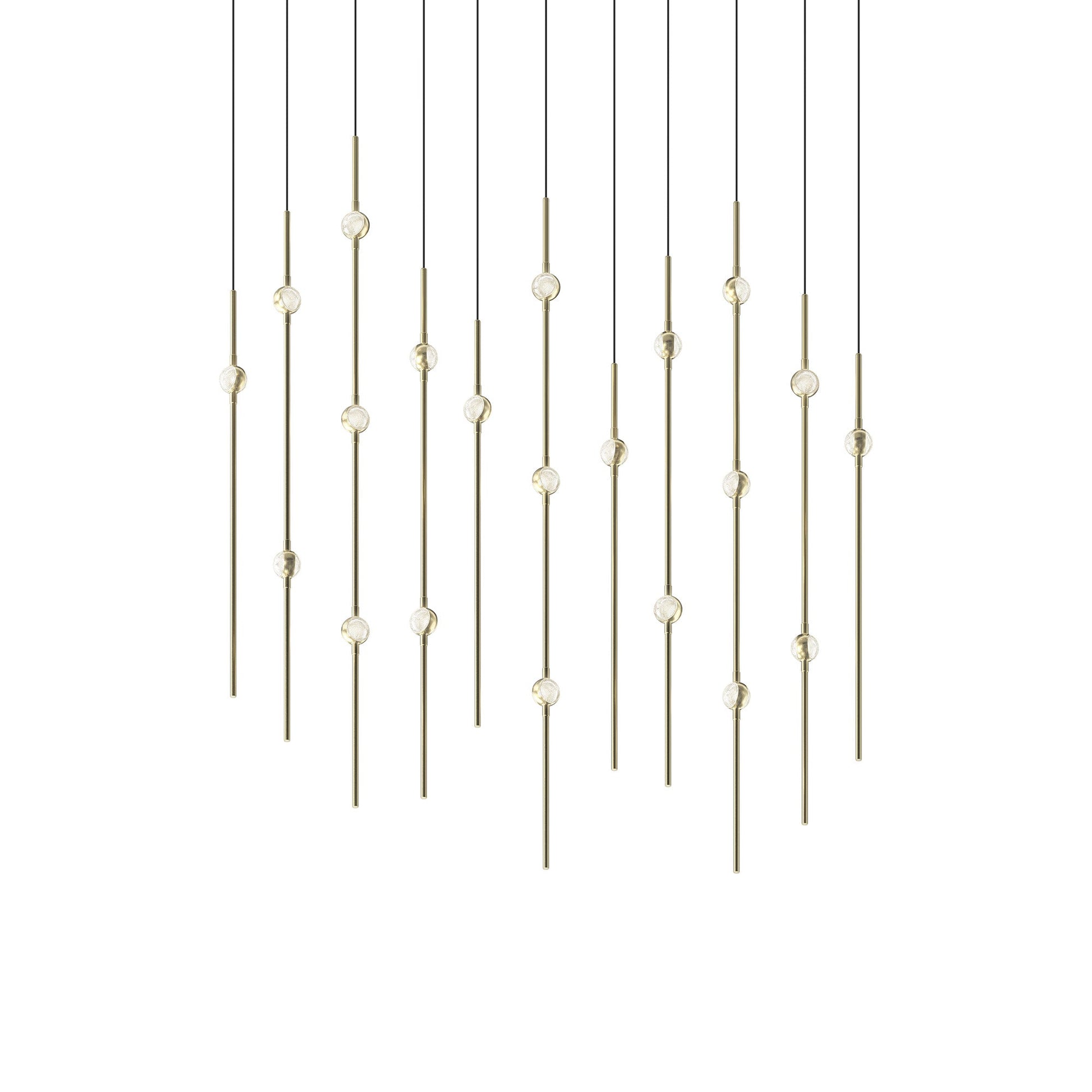 Aries Rectangle LED Pendant Light in Satin Brass/Clear.