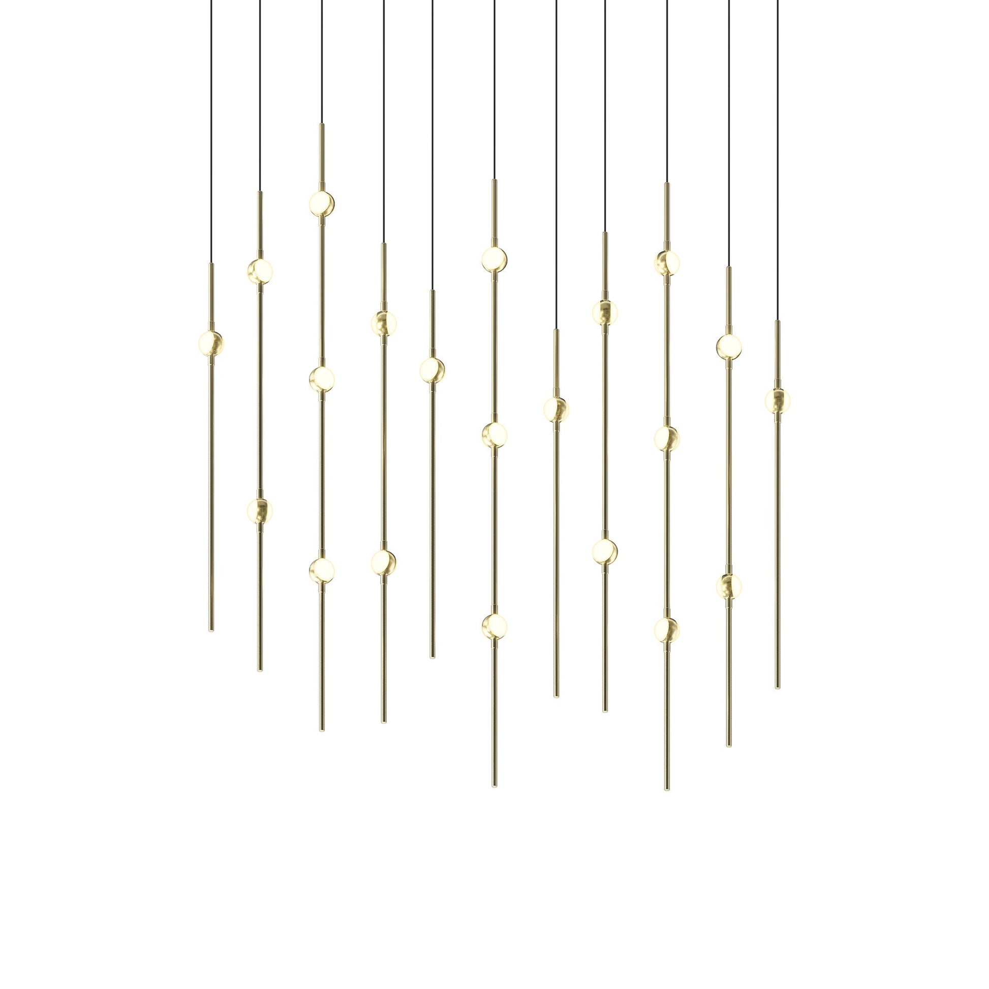 Aries Rectangle LED Pendant Light in Satin Brass/White.