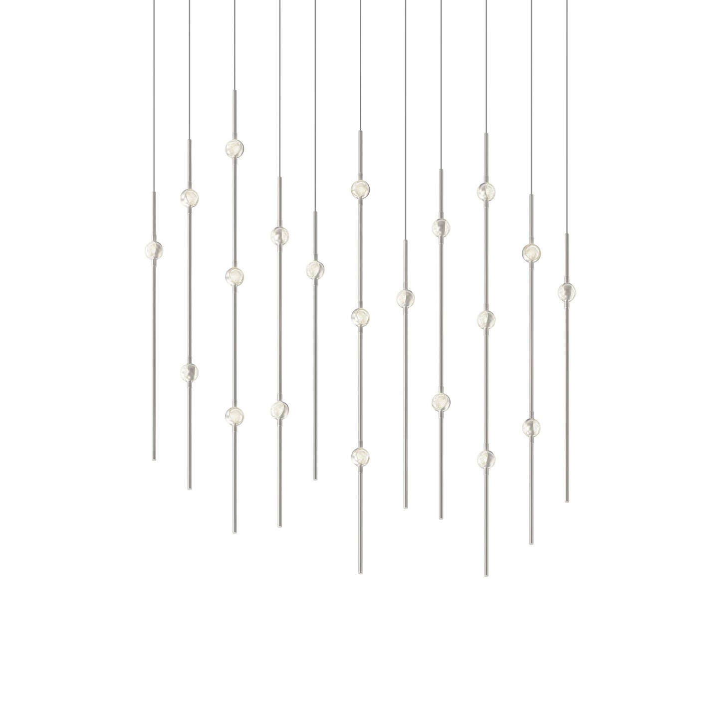 Aries Rectangle LED Pendant Light in Satin Nickel/Clear. 