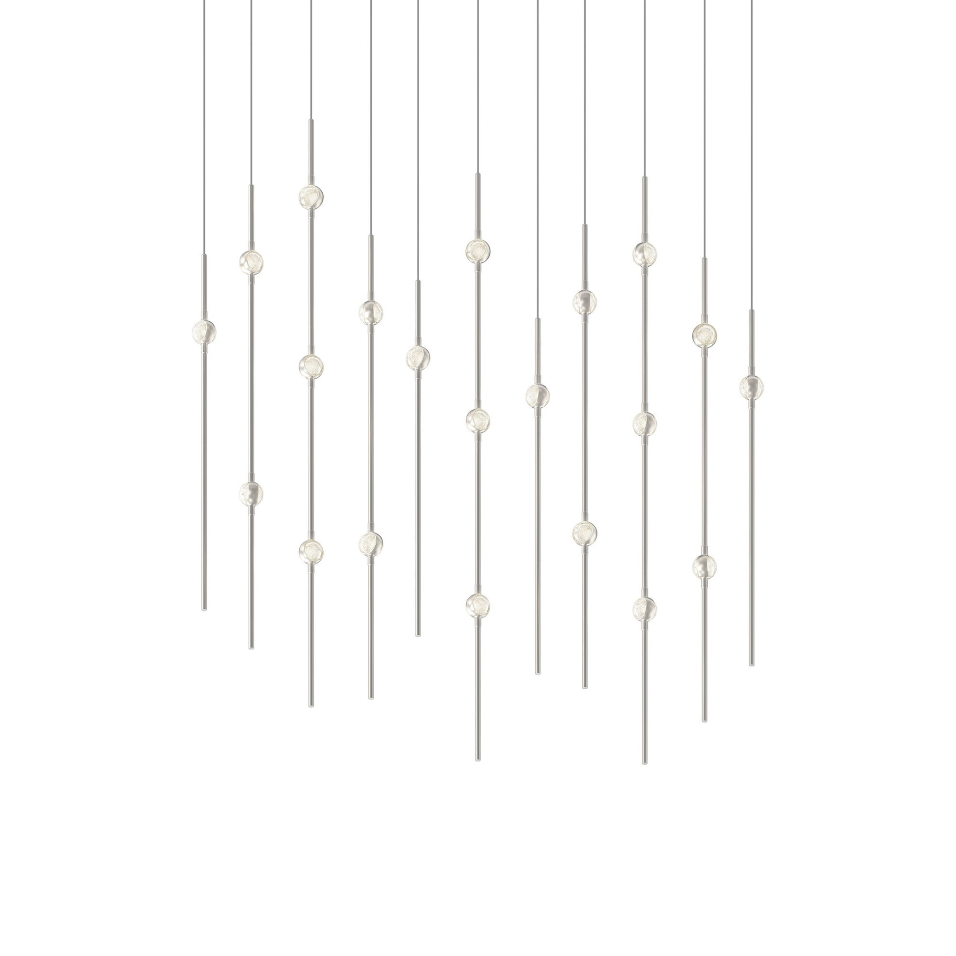 Aries Rectangle LED Pendant Light in Satin Nickel/Clear. 