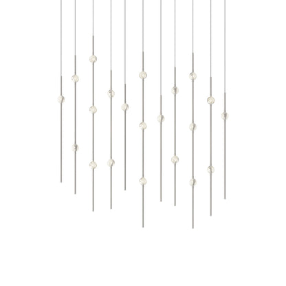 Aries Rectangle LED Pendant Light in Satin Nickel/Clear. 