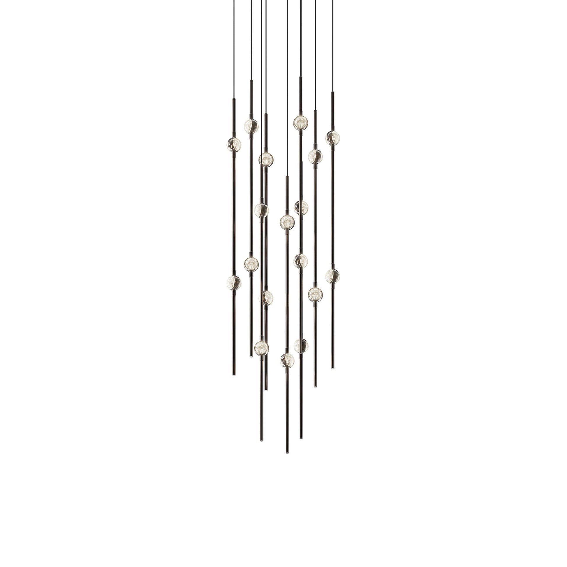 Aries Round LED Pendant Light in Espresso Black/Clear (12-Inch).