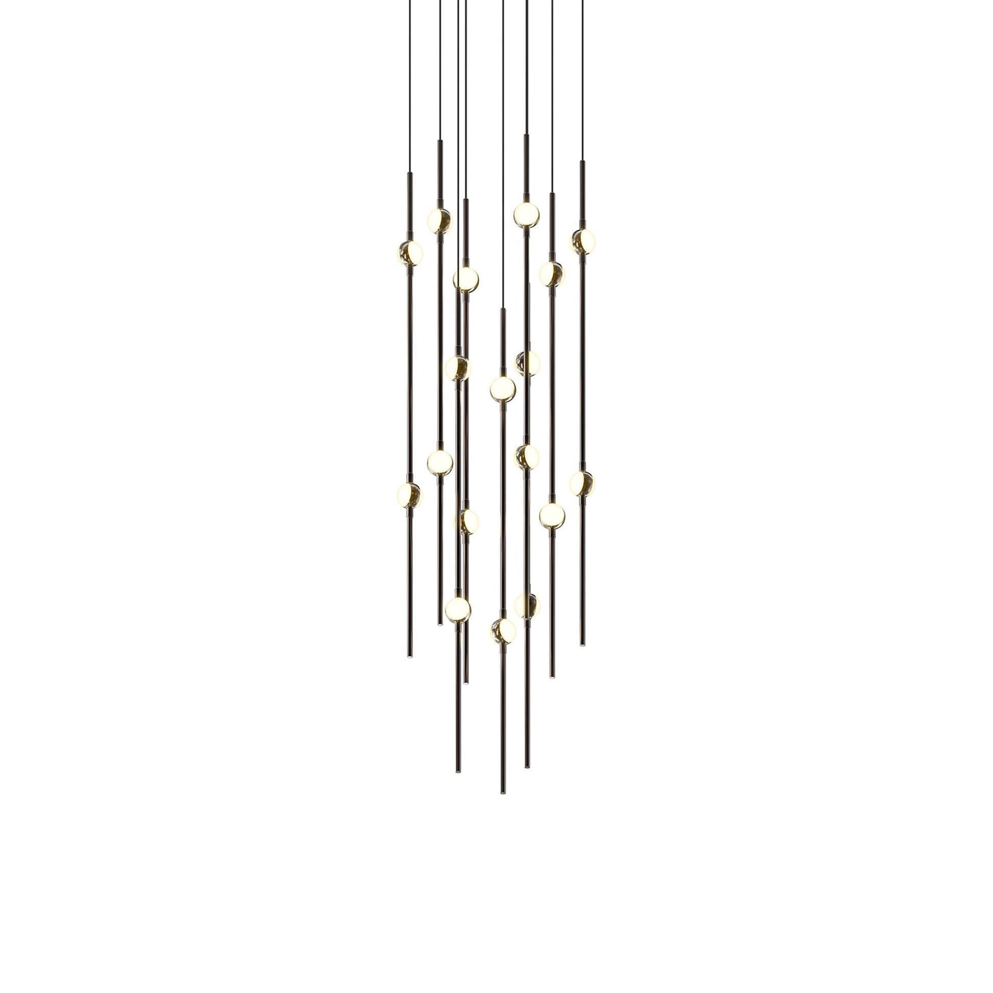 Aries Round LED Pendant Light in Espresso Black/White (12-Inch).