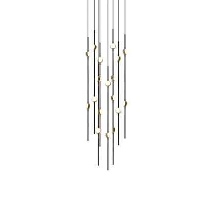 Aries Round LED Pendant Light in Espresso Black/White (12-Inch).