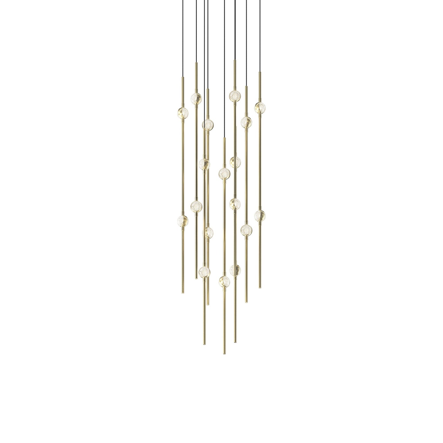 Aries Round LED Pendant Light in Satin Brass/Clear (12-Inch).