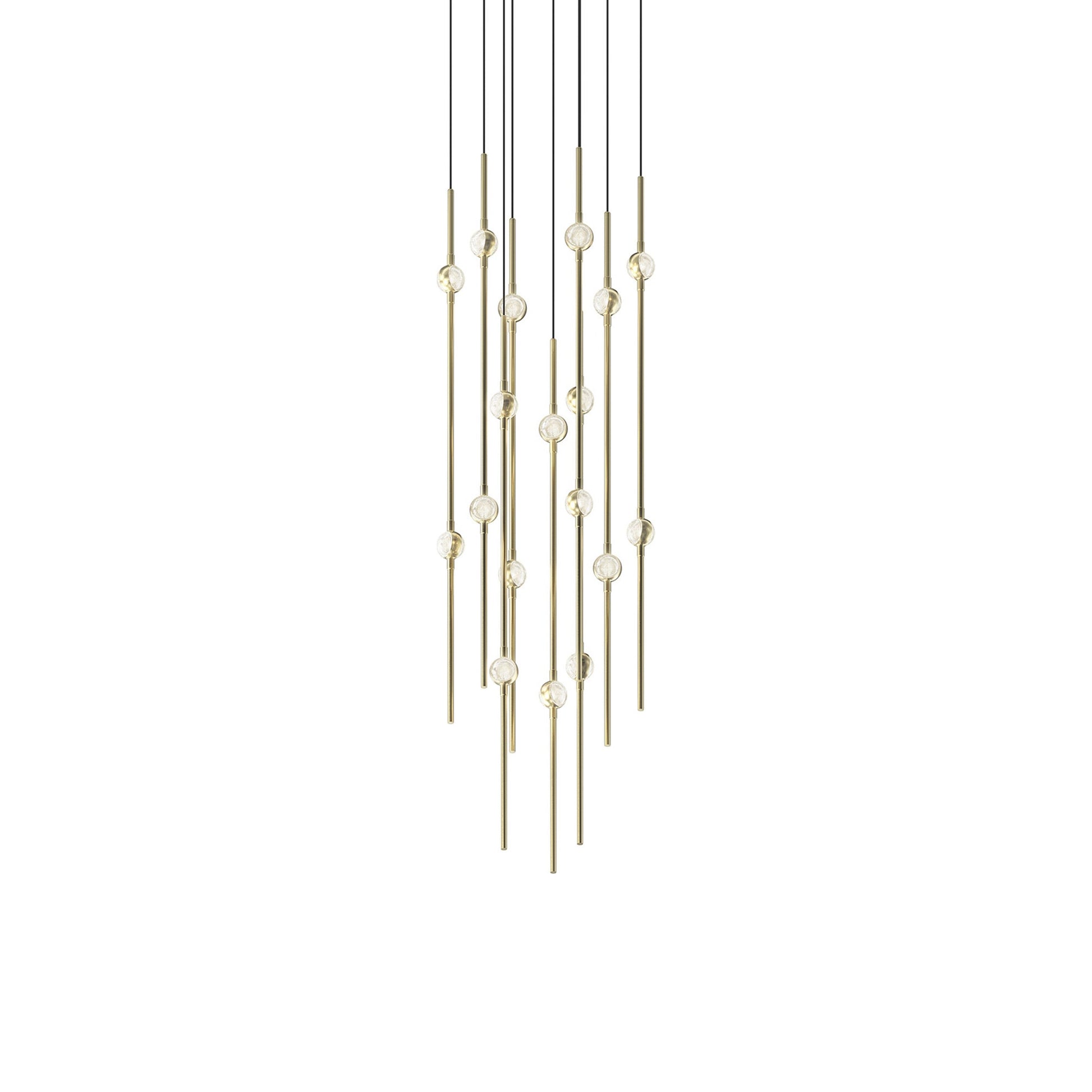 Aries Round LED Pendant Light in Satin Brass/Clear (12-Inch).