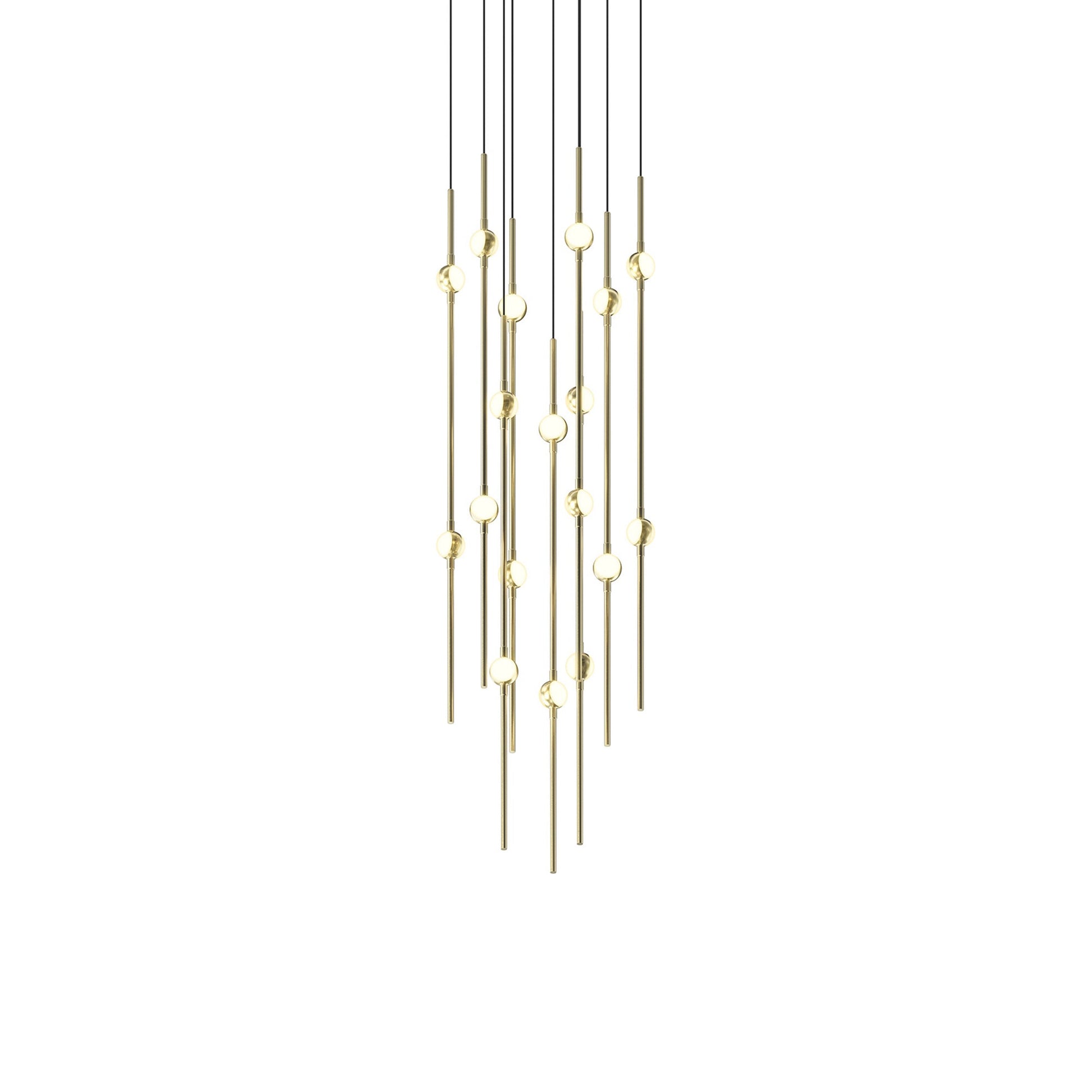 Aries Round LED Pendant Light in Satin Brass/White (12-Inch).