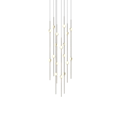 Aries Round LED Pendant Light in Satin Nickel/White (12-Inch).