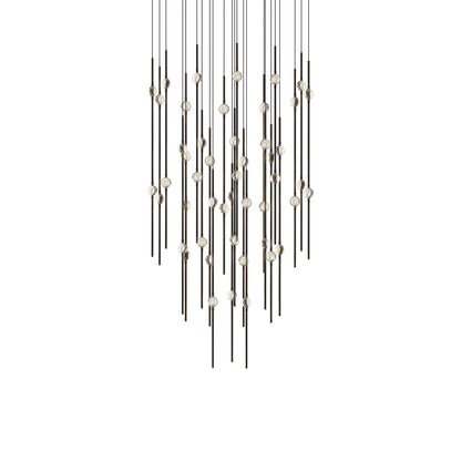 Aries Round LED Pendant Light in Espresso Black/Clear (25-Inch).