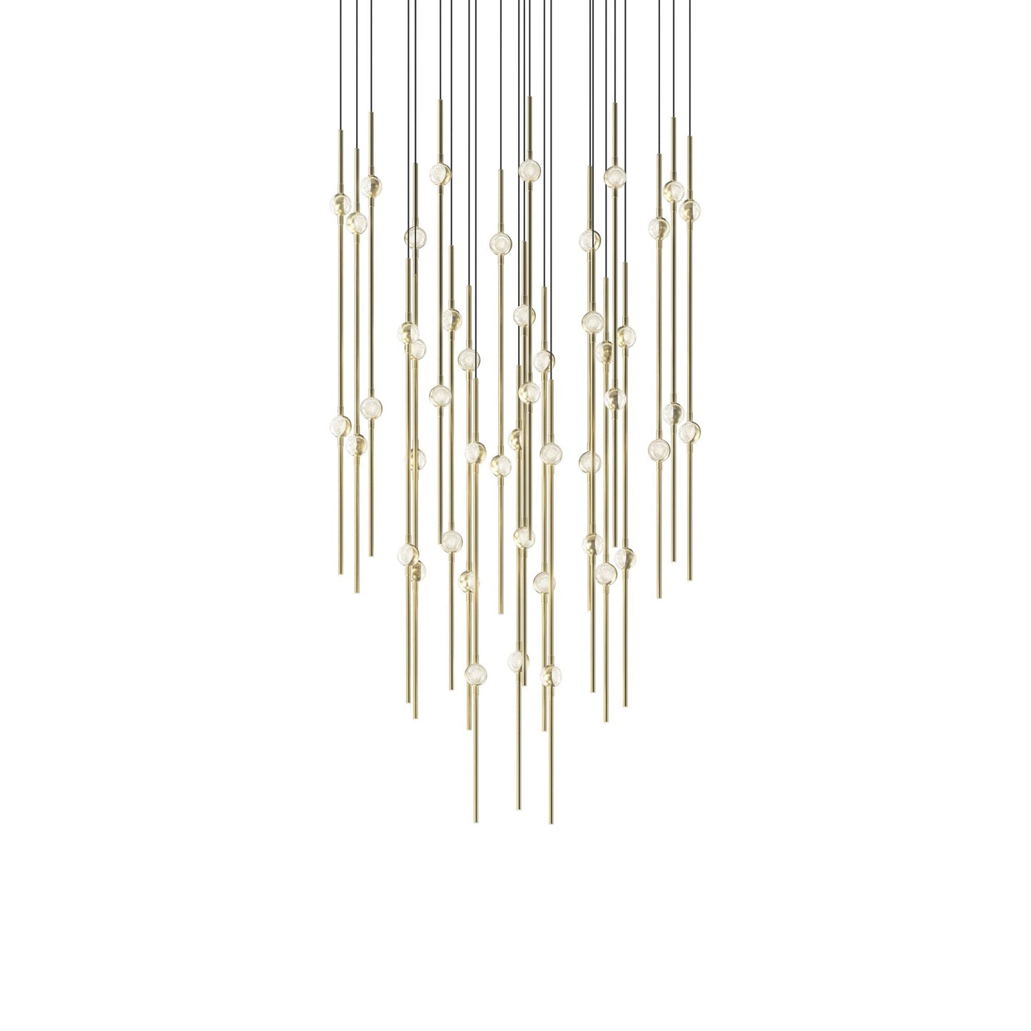 Aries Round LED Pendant Light in Satin Brass/Clear (25-Inch).