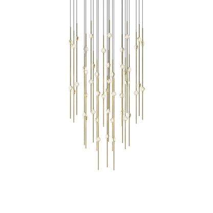 Aries Round LED Pendant Light in Satin Brass/Clear (25-Inch).