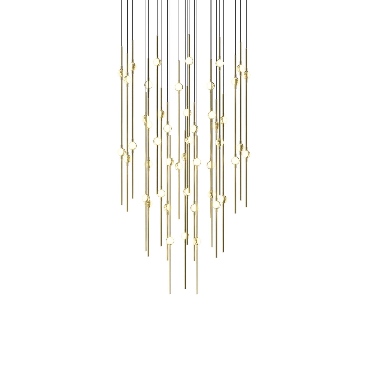 Aries Round LED Pendant Light in Satin Brass/White (25-Inch).