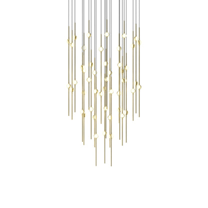 Aries Round LED Pendant Light in Satin Brass/White (25-Inch).