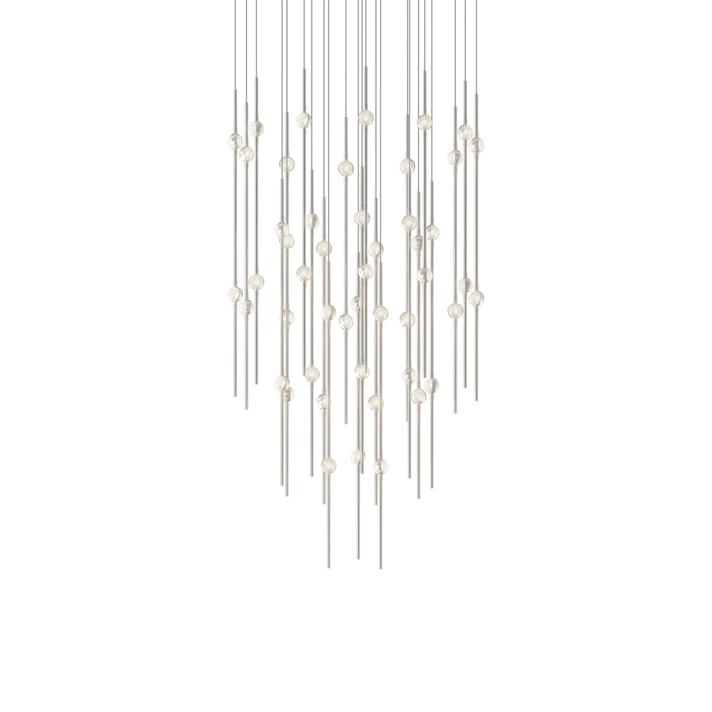 Aries Round LED Pendant Light in Satin Nickel/Clear (25-Inch).