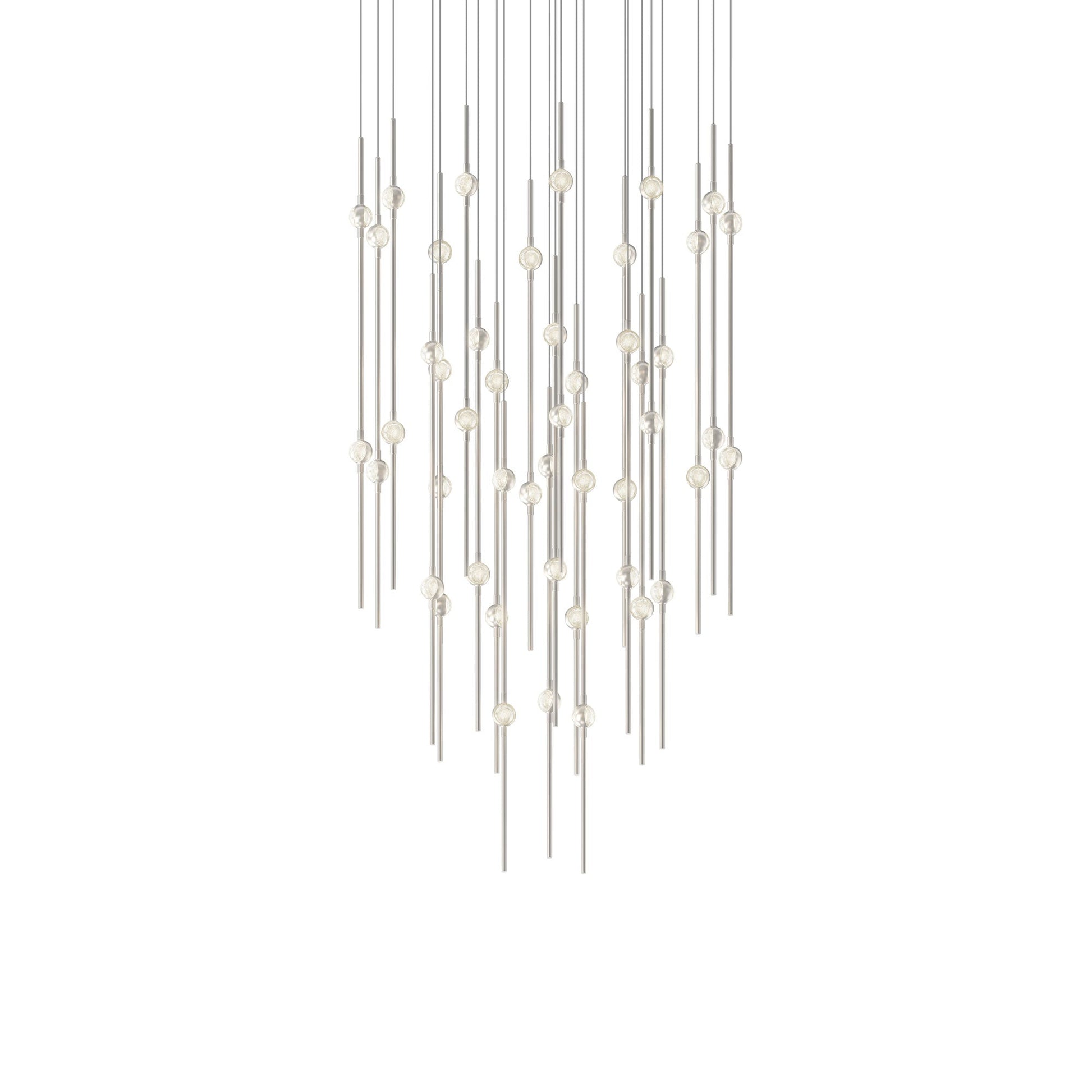 Aries Round LED Pendant Light in Satin Nickel/Clear (25-Inch).