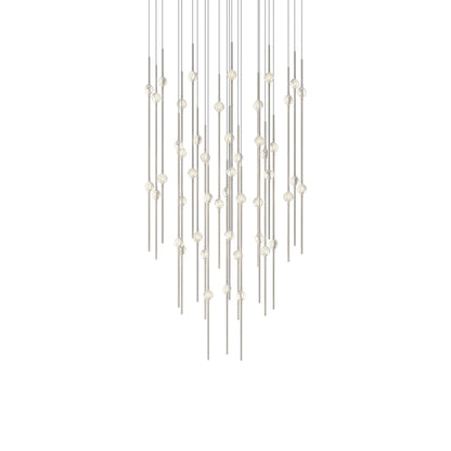 Aries Round LED Pendant Light in Satin Nickel/Clear (25-Inch).