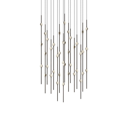 Aries Square LED Pendant Light in Espresso Black/Clear.