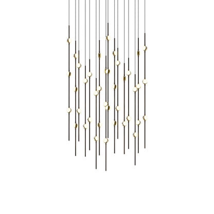 Aries Square LED Pendant Light in Espresso Black/White.