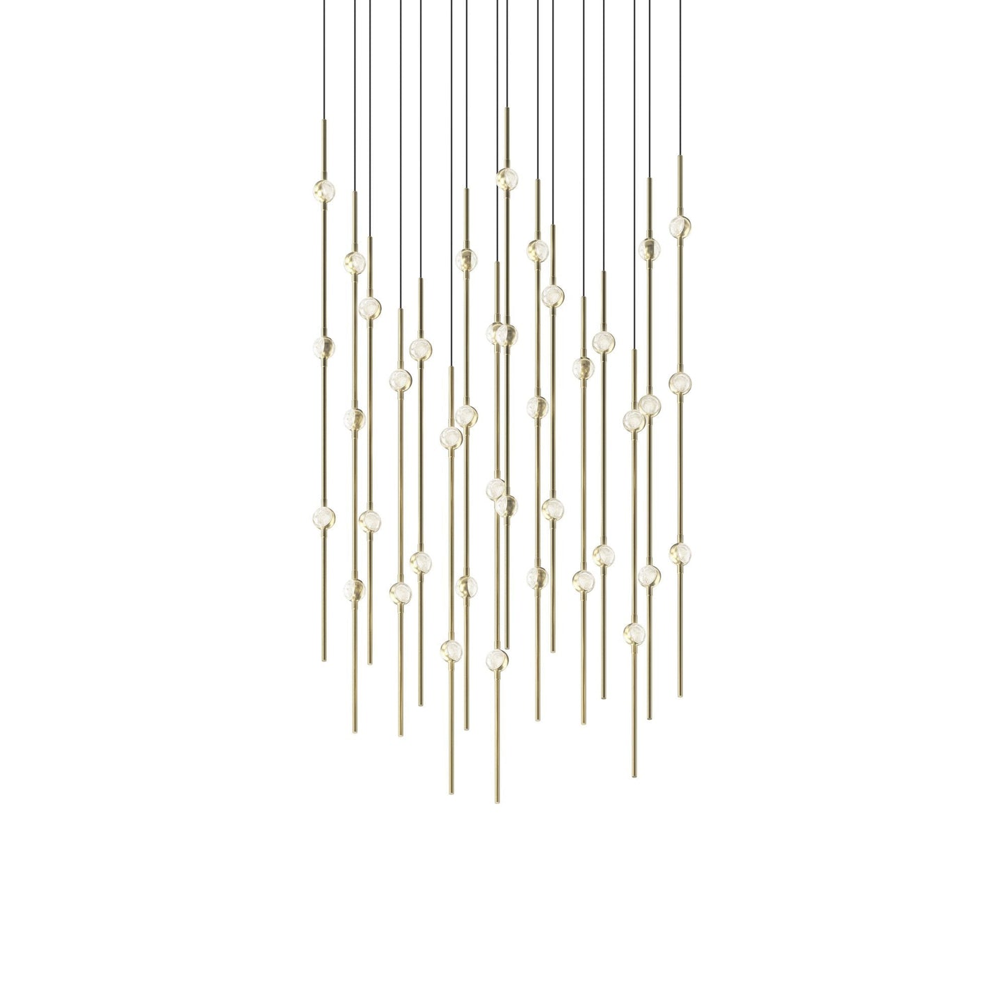 Aries Square LED Pendant Light in Satin Brass/Clear.