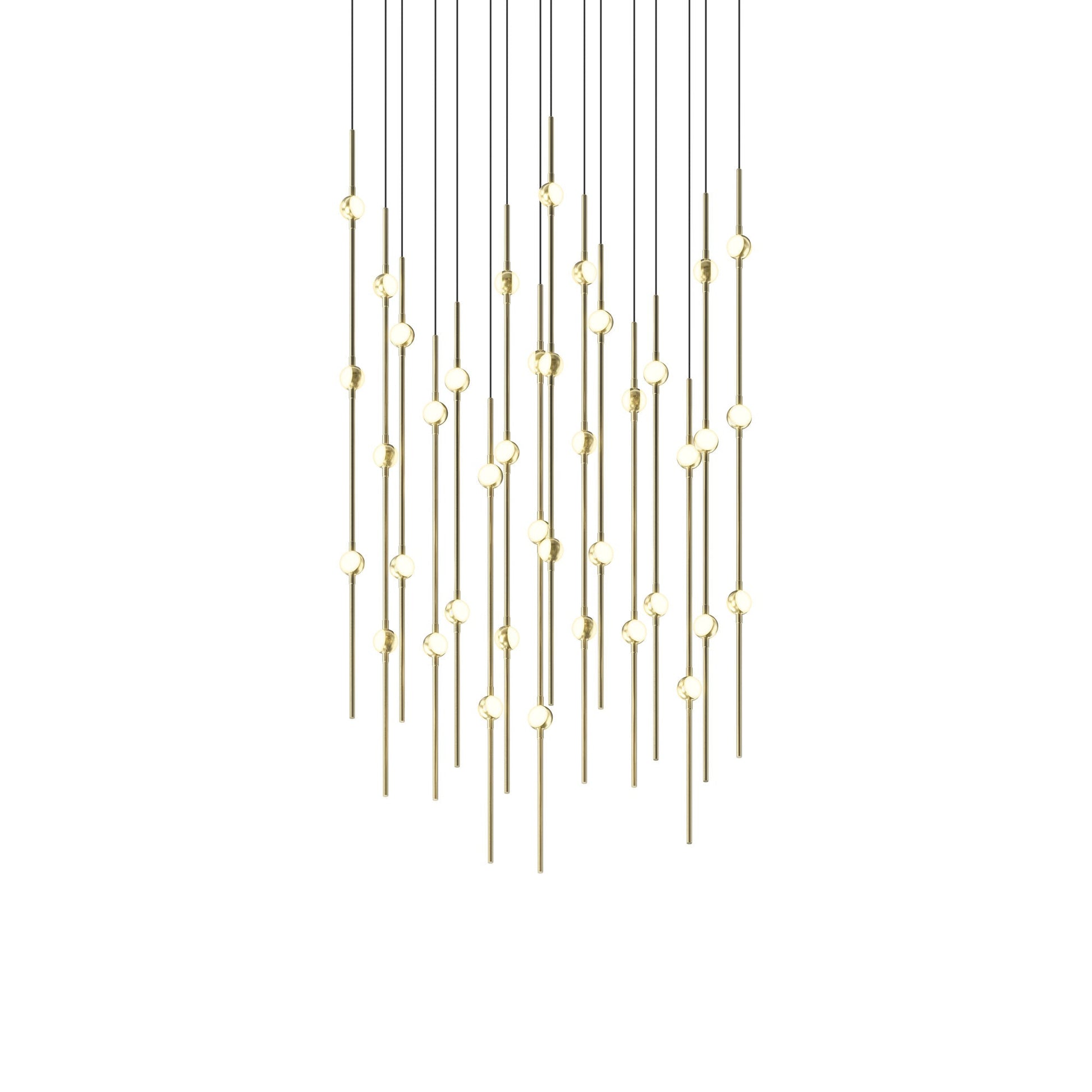 Aries Square LED Pendant Light in Satin Brass/White.